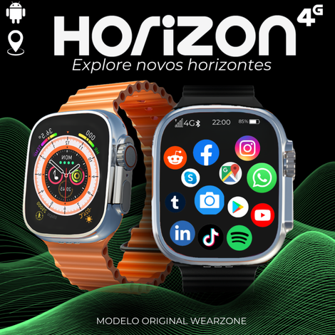 WearZone Horizon | Celular de Pulso 4G | 2Gb de Ram e 16Gb de Armazenamento