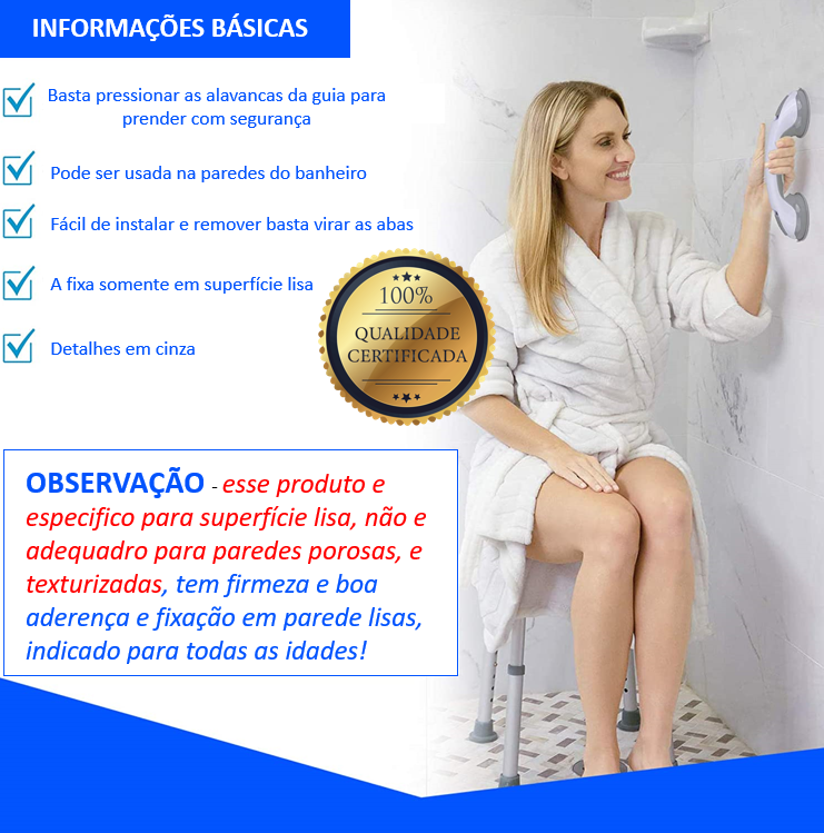 BARRAFLEX -  Apoio de Equilíbrio - simples instalação na parede / box